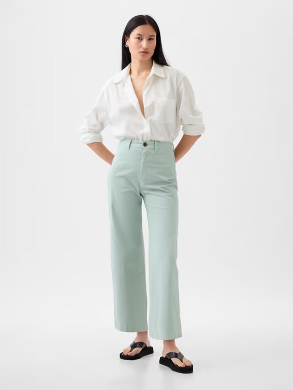 Gap Light Green 'Frothy Aqua' High Rise Stride Ankle Pants Womens 4 Tall